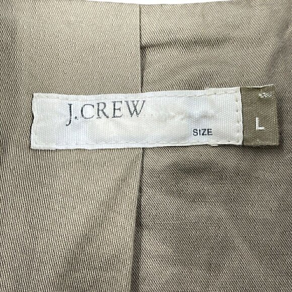 J Crew Wool Utility Field Jacket Large Tan Brown Coat Hidden Buttons Lined - Picture 3 of 5